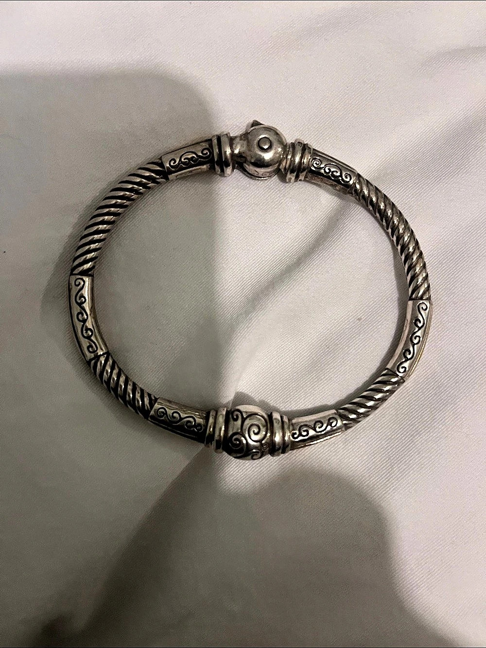 Brighton Interlok Twist Hinged Bangle Bracelet, Silver